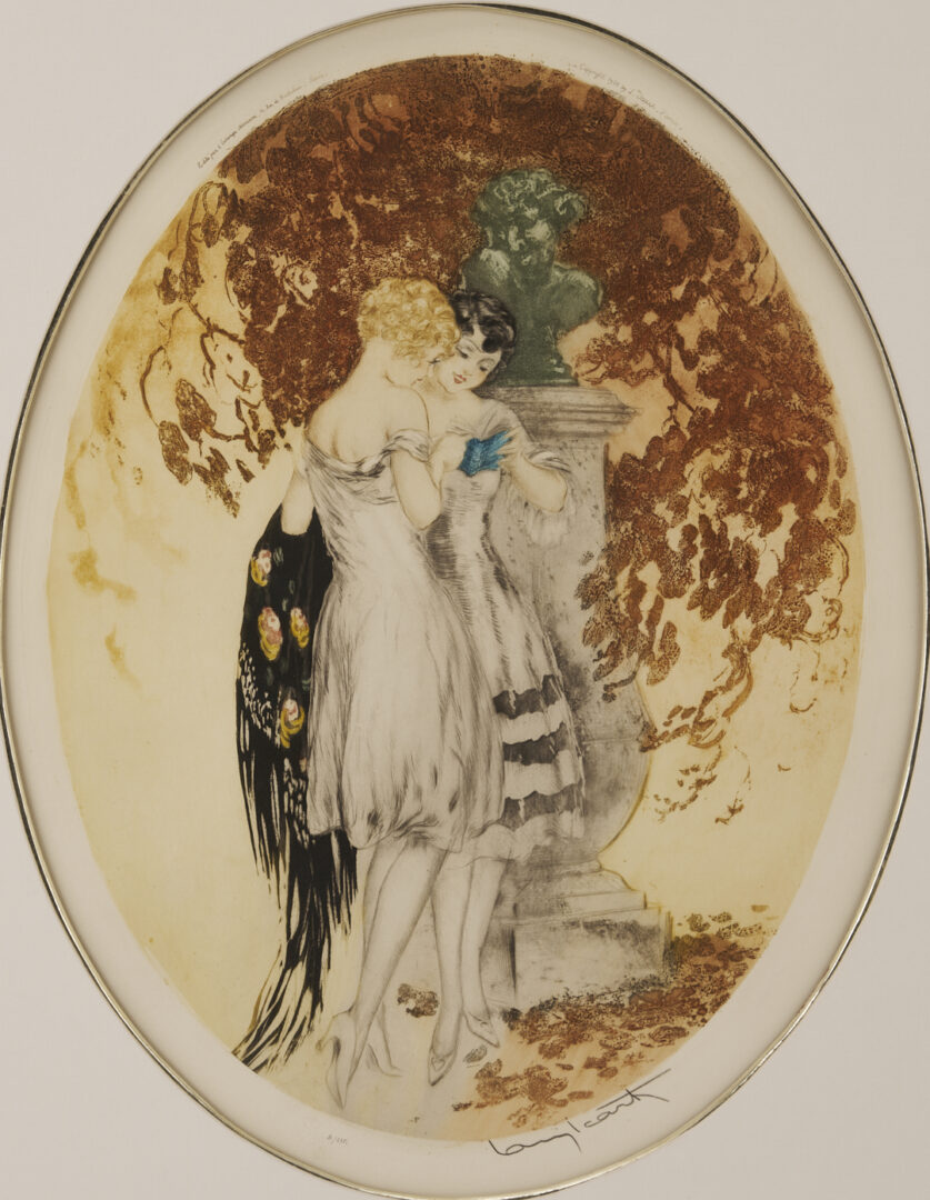 Lot 635: 2 Louis Icart Etchings, Lemon Tree & Secrets
