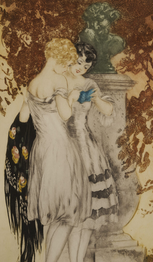 Lot 635: 2 Louis Icart Etchings, Lemon Tree & Secrets