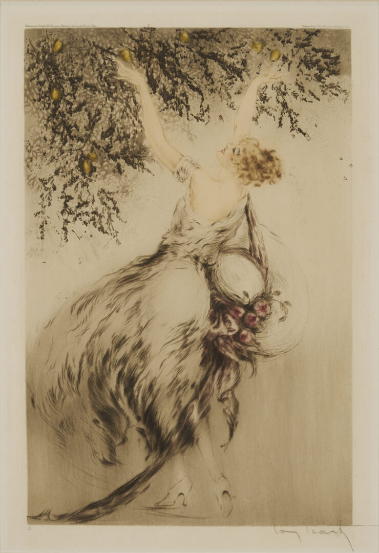 Lot 635: 2 Louis Icart Etchings, Lemon Tree & Secrets
