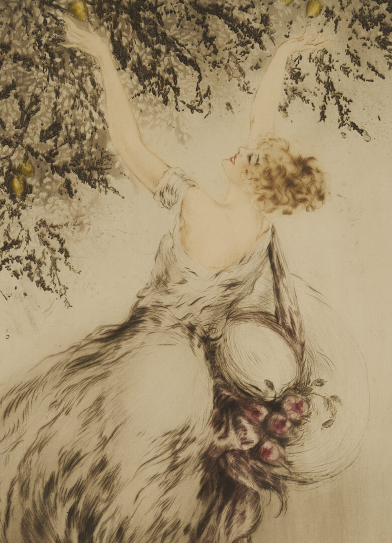 Lot 635: 2 Louis Icart Etchings, Lemon Tree & Secrets