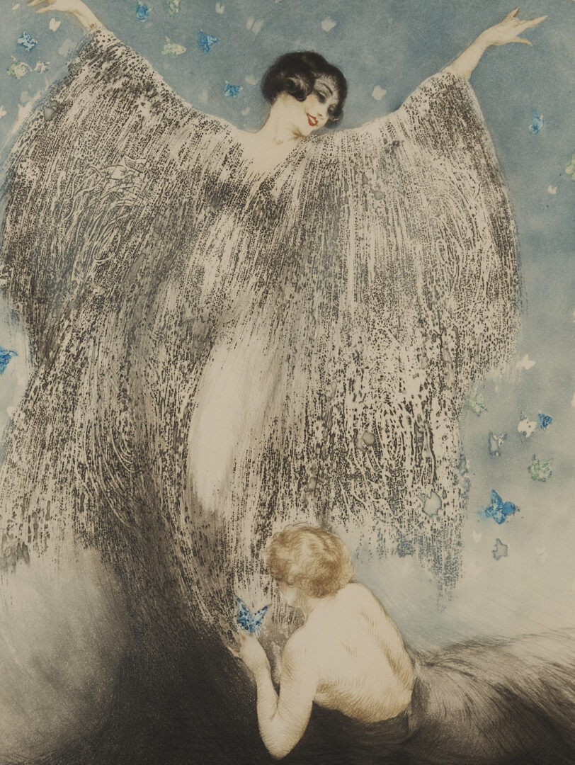 Lot 636: Louis Icart Lithograph, “Little Butterflies” (Petits Papillons), 1926