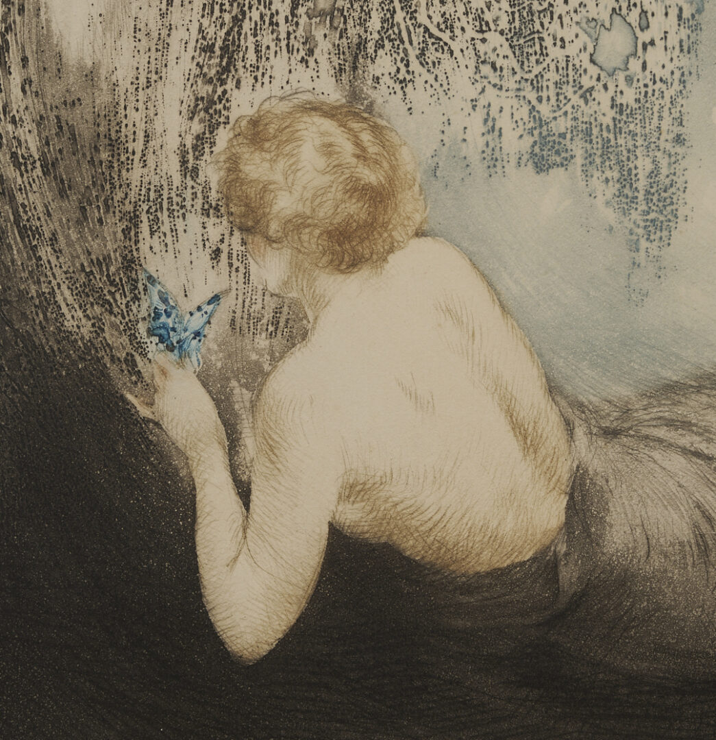Lot 636: Louis Icart Lithograph, “Little Butterflies” (Petits Papillons), 1926