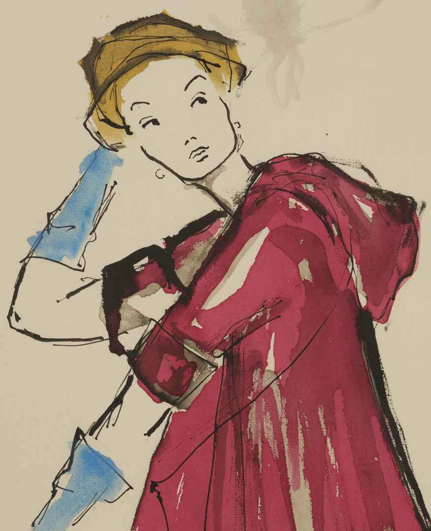 Lot 637: 3 Vintage Couture Drawings Incl. Serge Matta