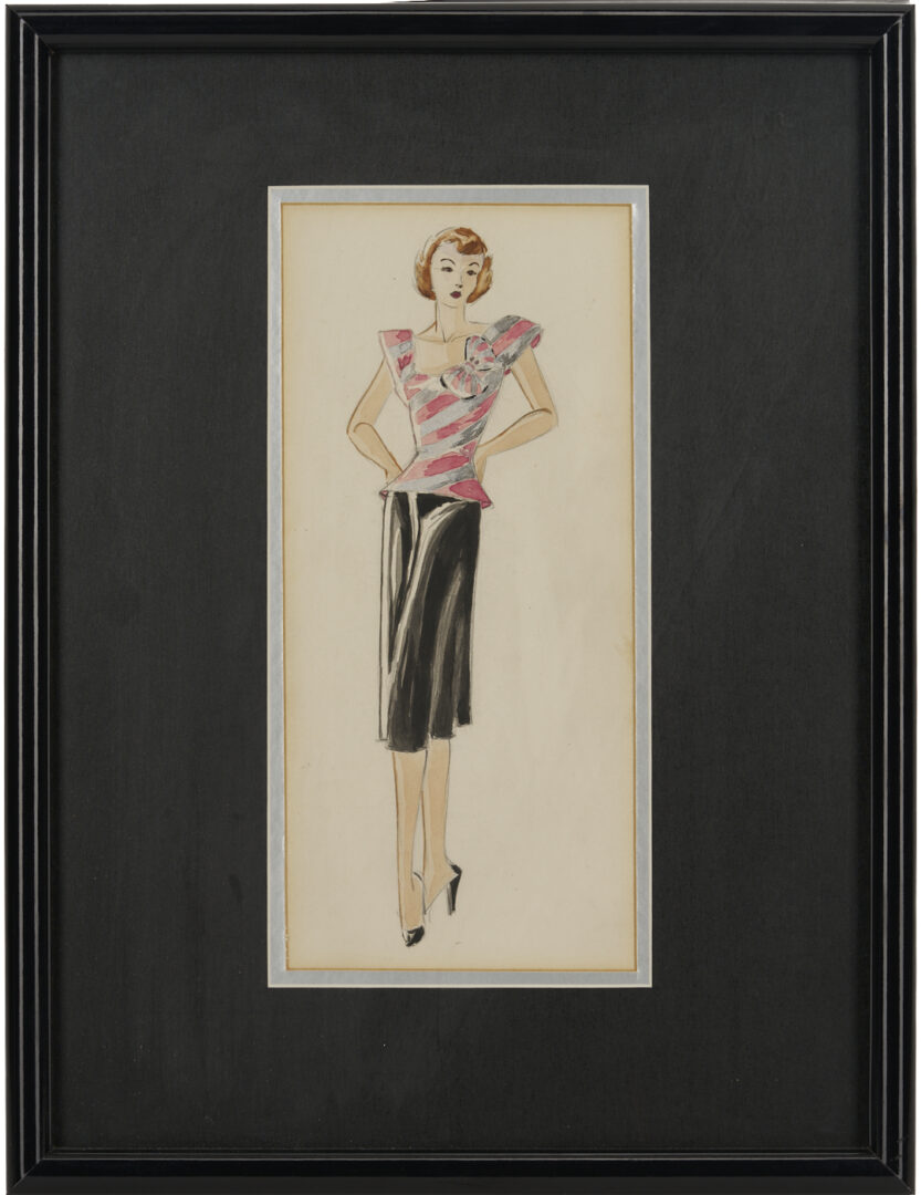 Lot 637: 3 Vintage Couture Drawings Incl. Serge Matta