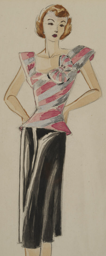 Lot 637: 3 Vintage Couture Drawings Incl. Serge Matta