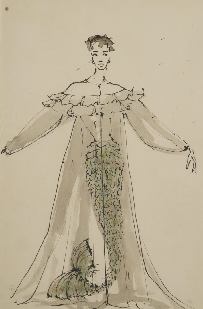 Lot 637: 3 Vintage Couture Drawings Incl. Serge Matta