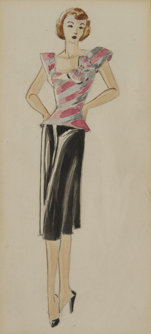 Lot 637: 3 Vintage Couture Drawings Incl. Serge Matta