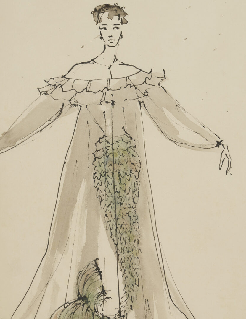 Lot 637: 3 Vintage Couture Drawings Incl. Serge Matta