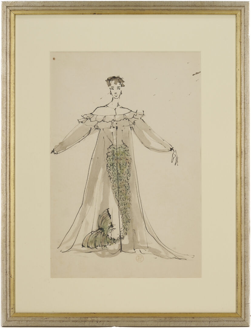 Lot 637: 3 Vintage Couture Drawings Incl. Serge Matta