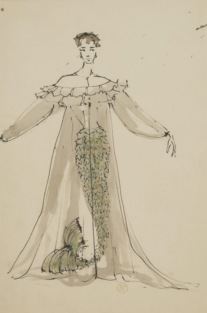 Lot 637: 3 Vintage Couture Drawings Incl. Serge Matta