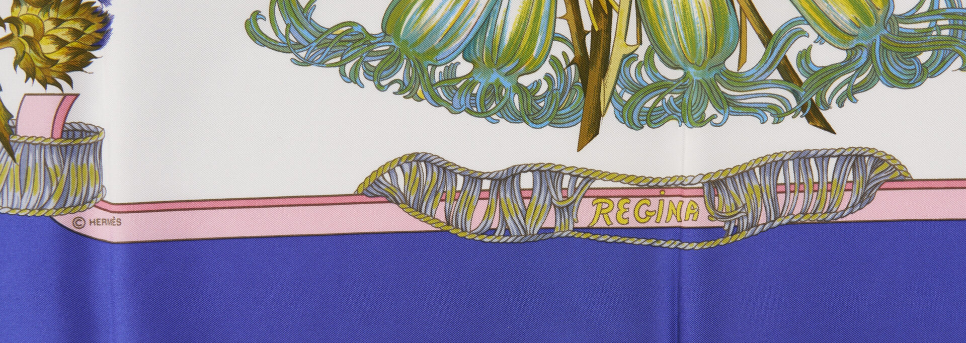 Lot 642: 2 Hermes Silk Twill Scarves: Regina &  Les Flacons
