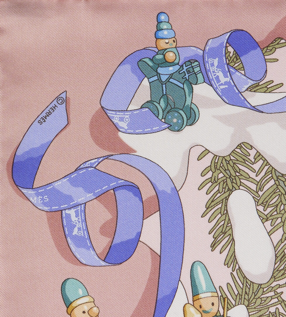 Lot 643: 2 Hermes Silk Twill Scarves: Neige d’Antan & Noel 24 Faubourg