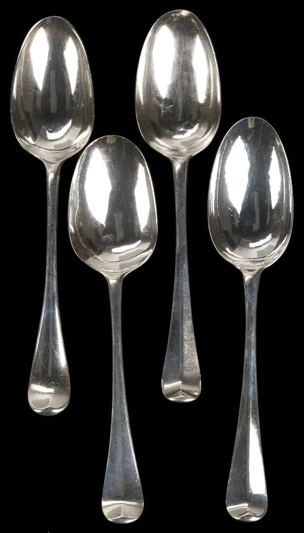 Lot 64: 21 English 18th c. Sterling Spoons incl. Hanoverian Rattail