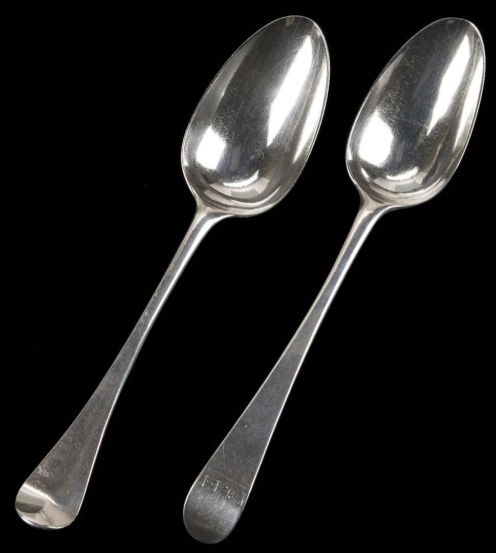 Lot 64: 21 English 18th c. Sterling Spoons incl. Hanoverian Rattail
