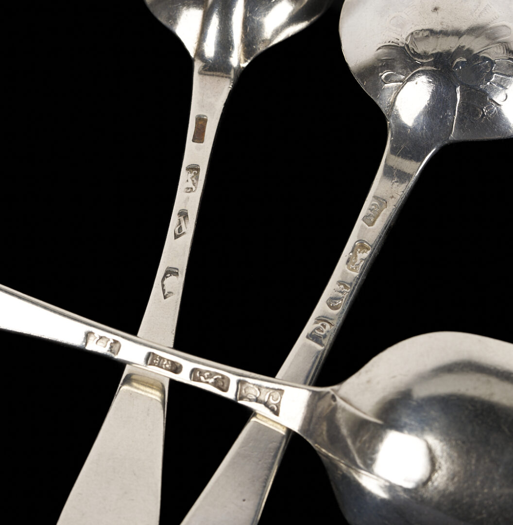 Lot 64: 21 English 18th c. Sterling Spoons incl. Hanoverian Rattail