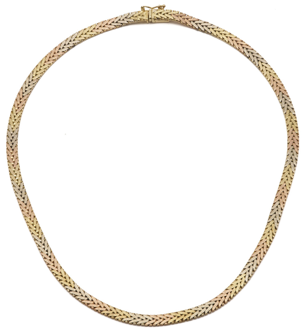 Lot 655: 14K Tri-Color Gold Italian Serpentine Necklace