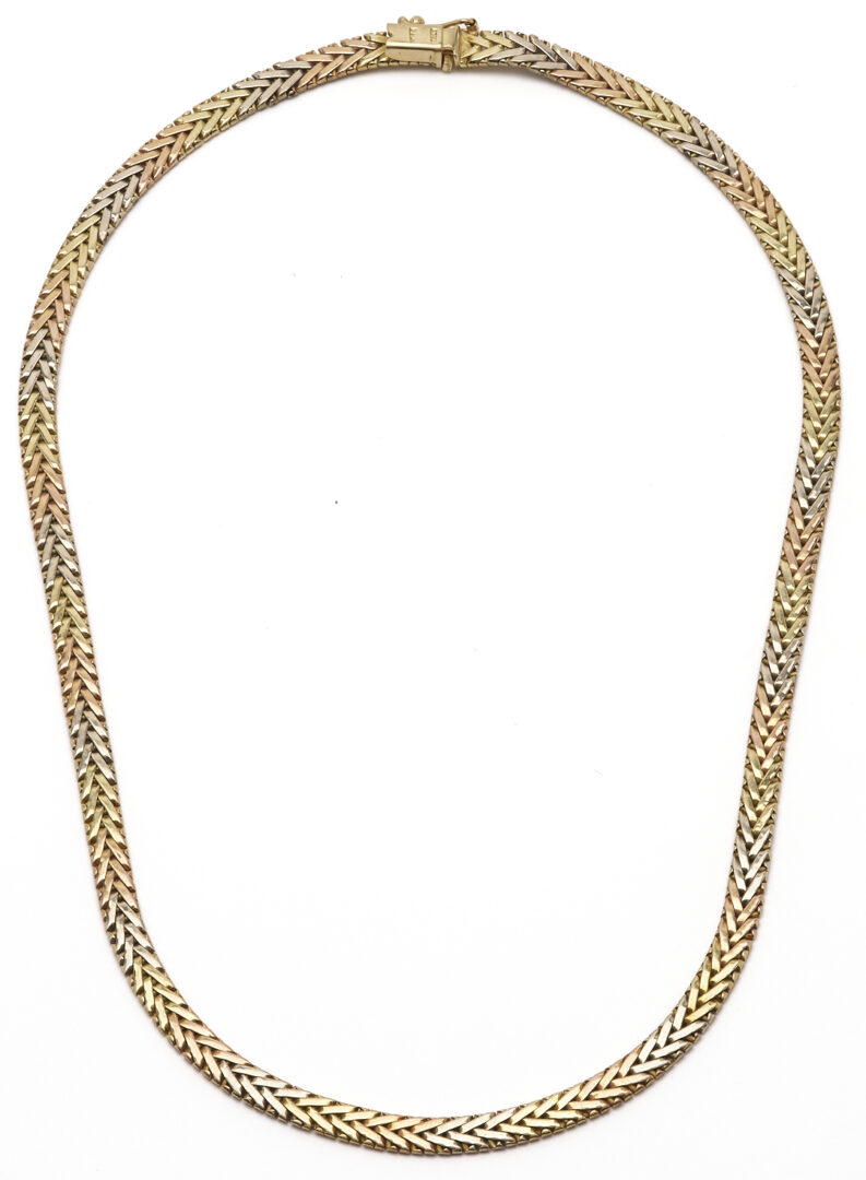 Lot 655: 14K Tri-Color Gold Italian Serpentine Necklace
