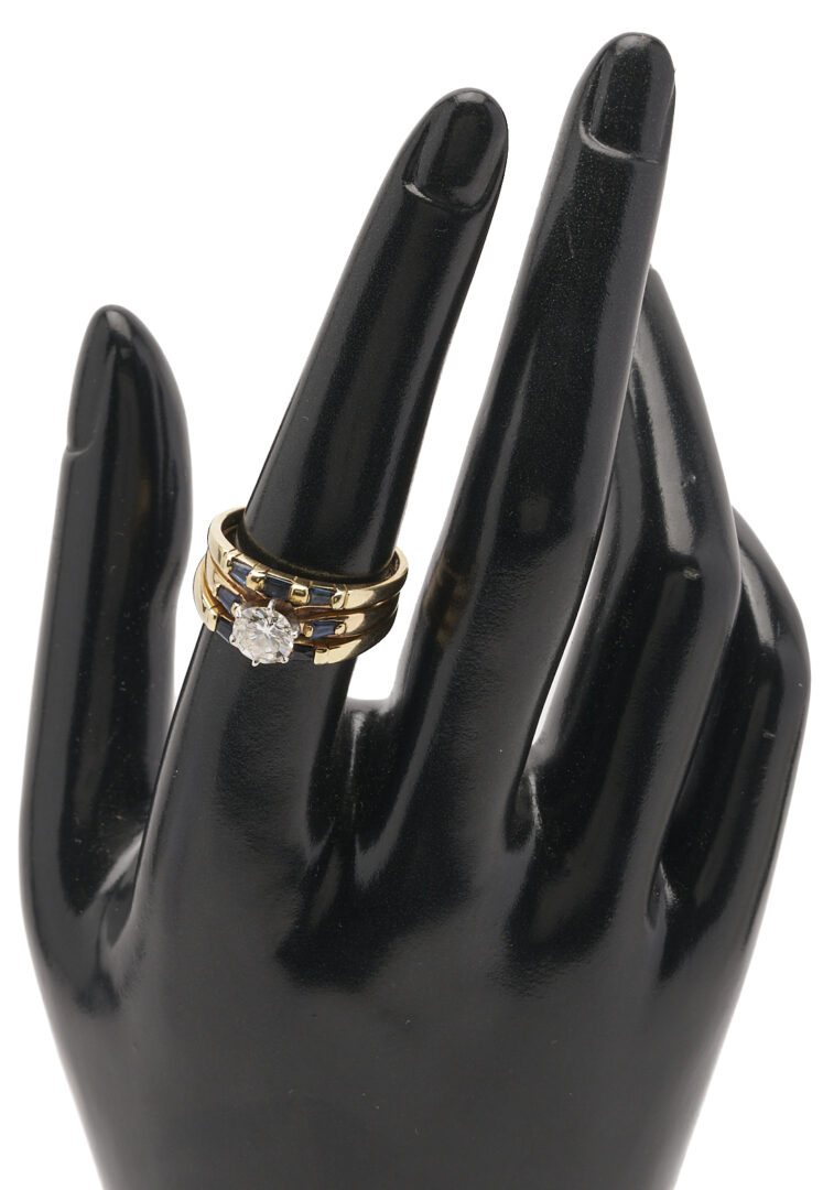Lot 656: 14K Yellow Gold Diamond and Sapphire Ring