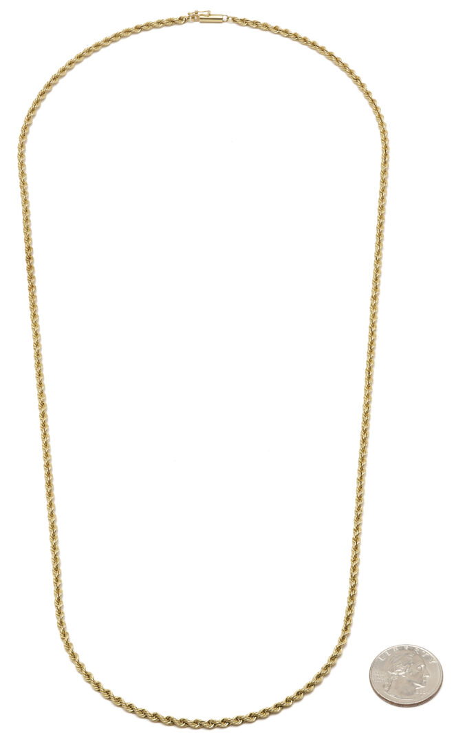 Lot 657: 14K Yellow Gold Braided Chain, 30 in. L