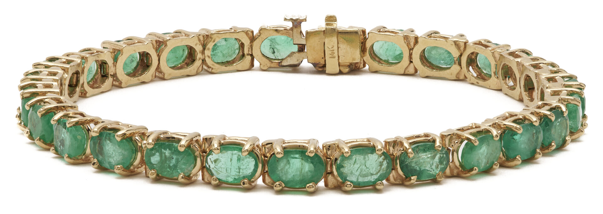 Lot 659: Ladies 14K Emerald Tennis Bracelet