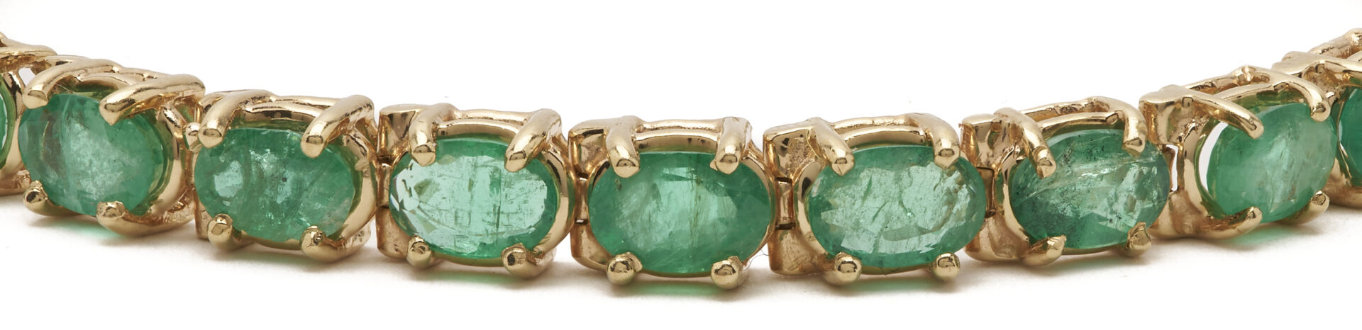 Lot 659: Ladies 14K Emerald Tennis Bracelet