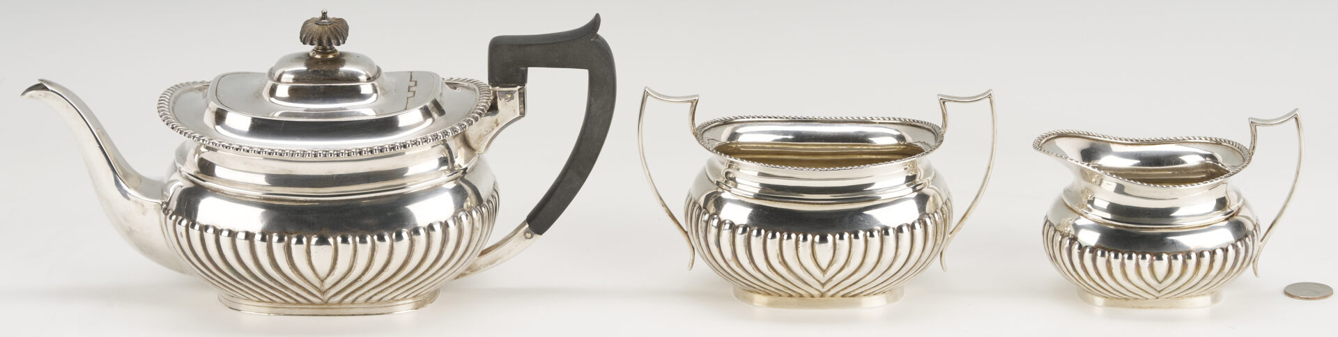 Lot 65: 3 Pc. English Sterling Silver Tea Set
