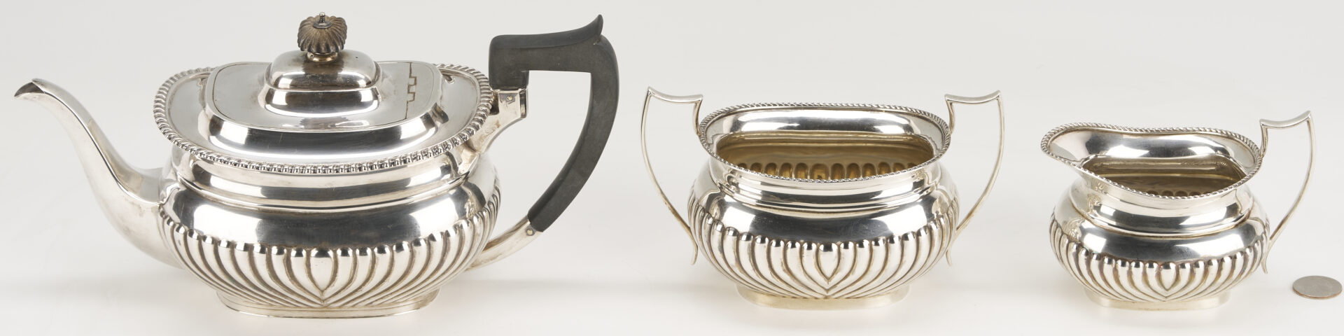 Lot 65: 3 Pc. English Sterling Silver Tea Set
