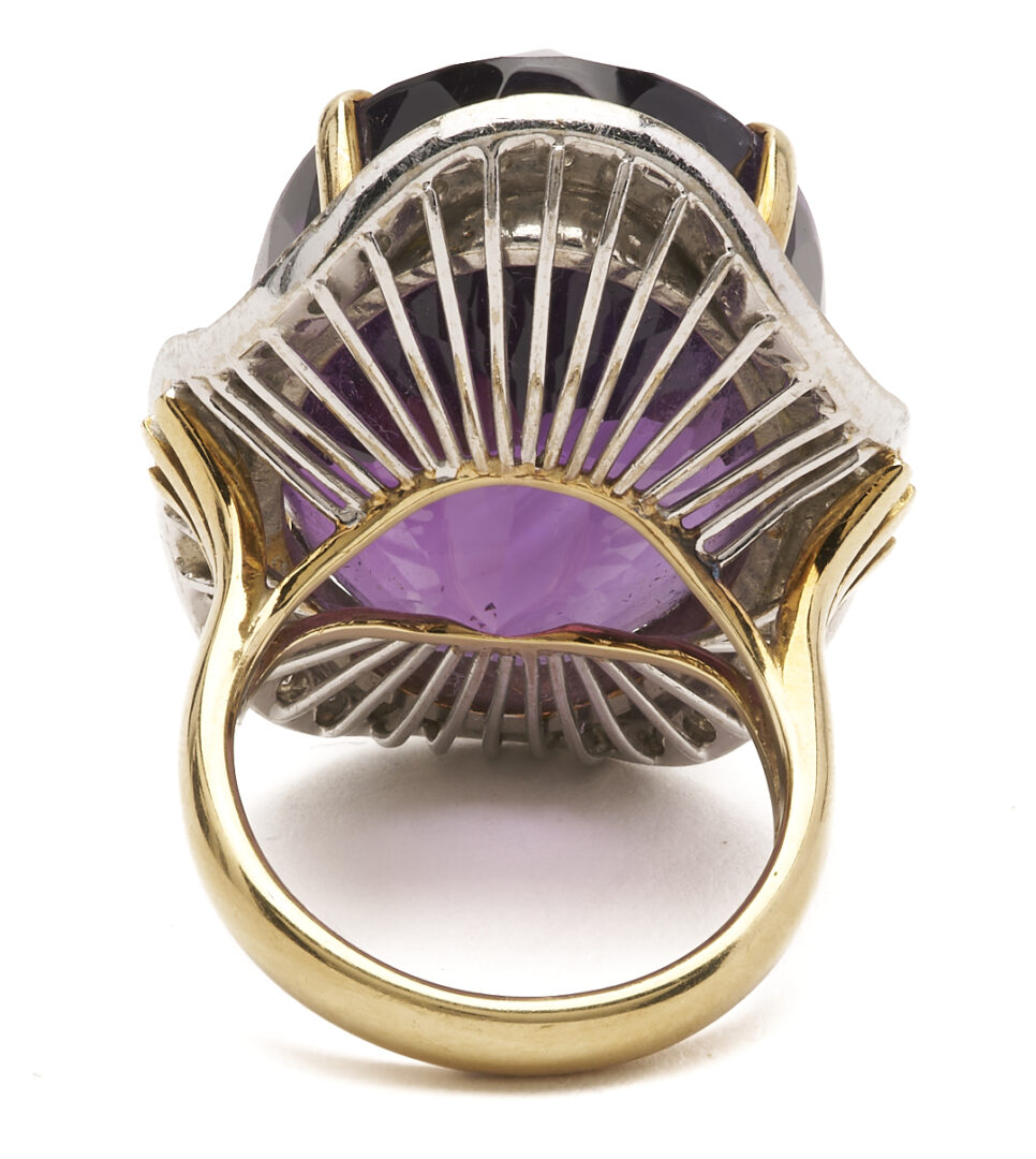 Lot 662: Ladies 14K Amethyst & Diamond Ring