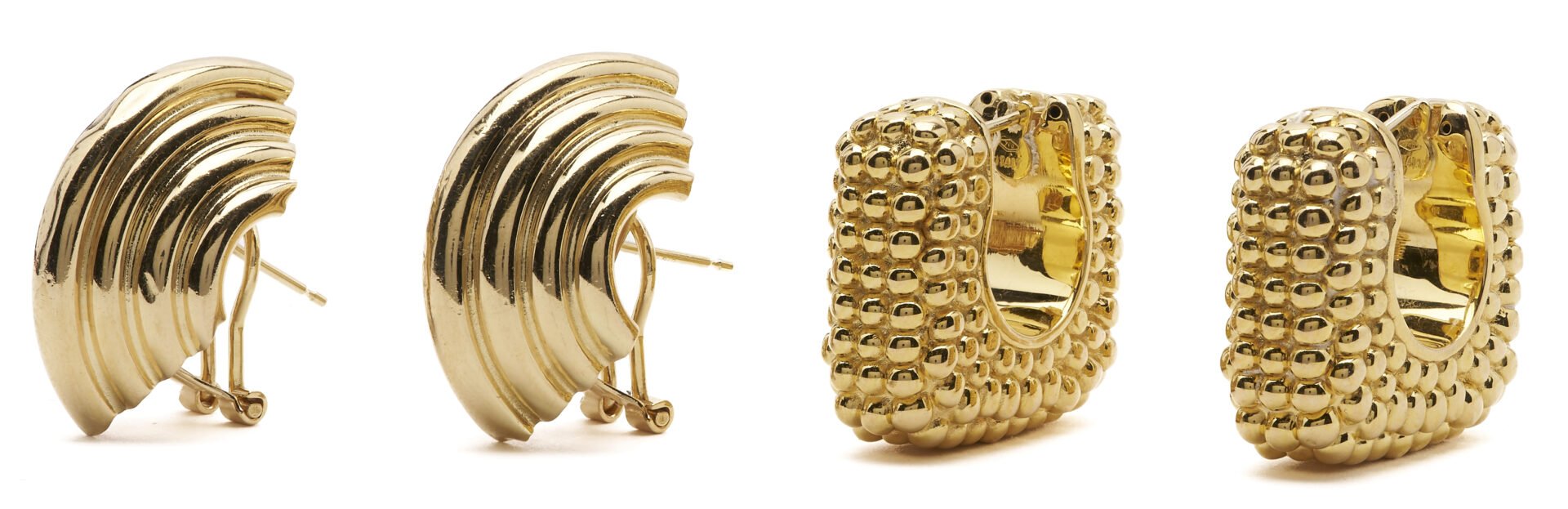 Lot 665: 2 Pairs Ladies Vintage Gold Earrings