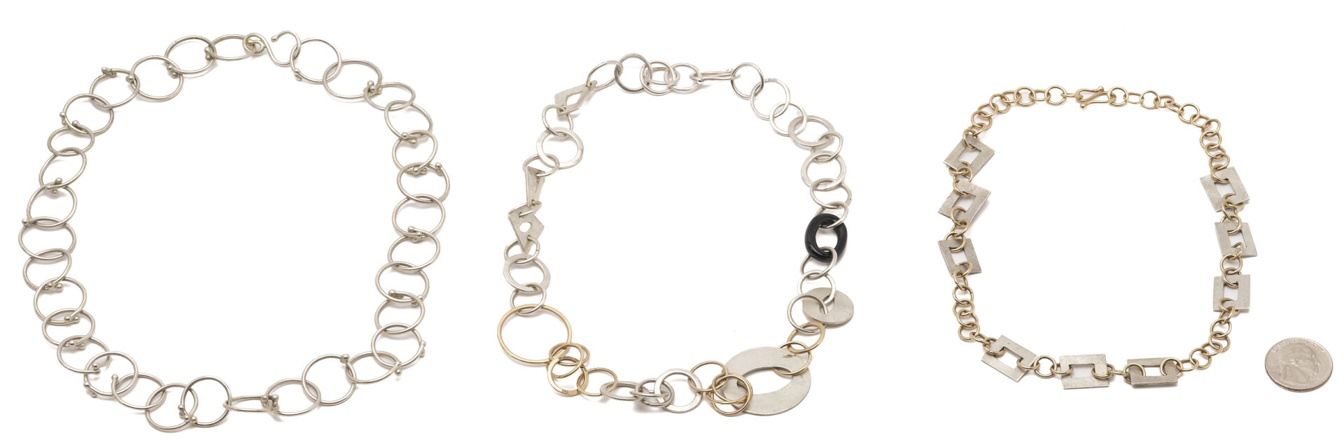 Lot 669: 3 Marilyn Bailey Mixed Metal Designer Necklaces