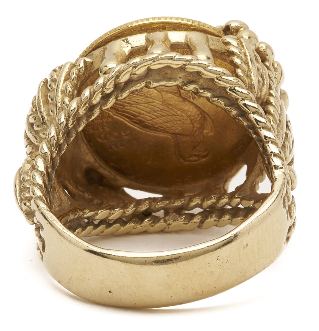 Lot 675: 1913 Indian Eagle $2.5 Gold Coin Set in 14K Gold Ring