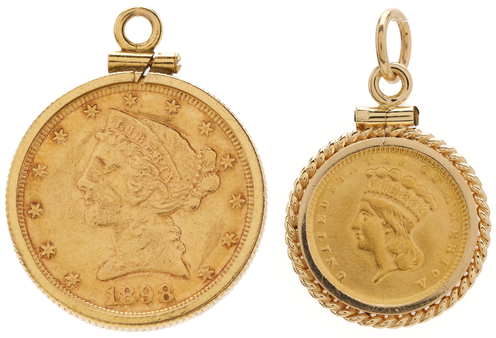 Lot 676: 2 US Bezel Set Gold Coins