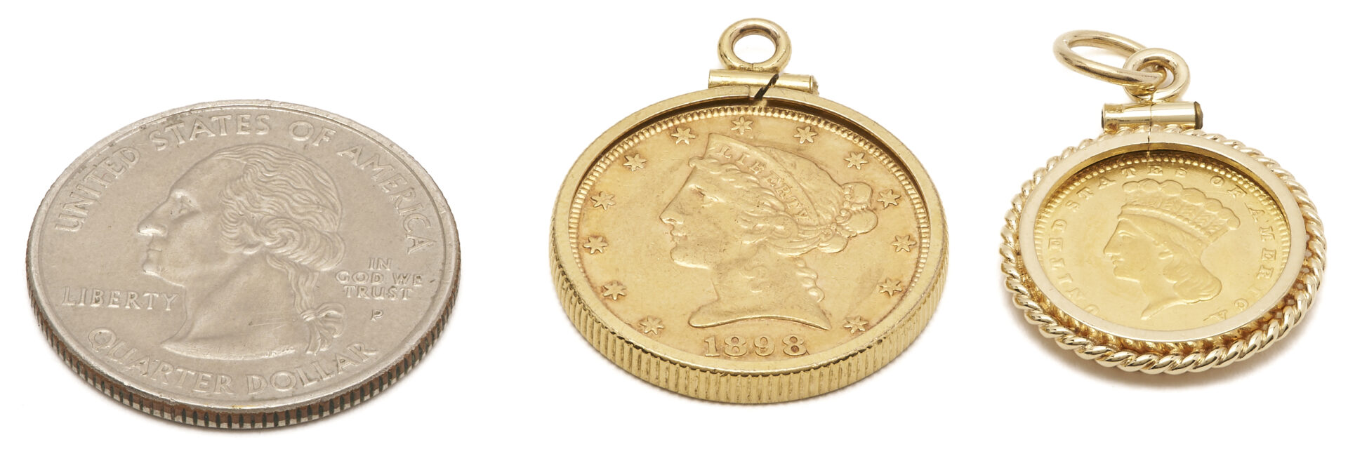 Lot 676: 2 US Bezel Set Gold Coins