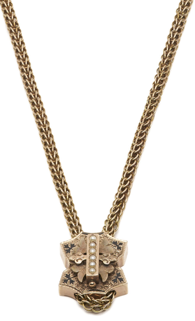Lot 677: Antique 10K Gold Victorian Chain w/ Slide Necklace