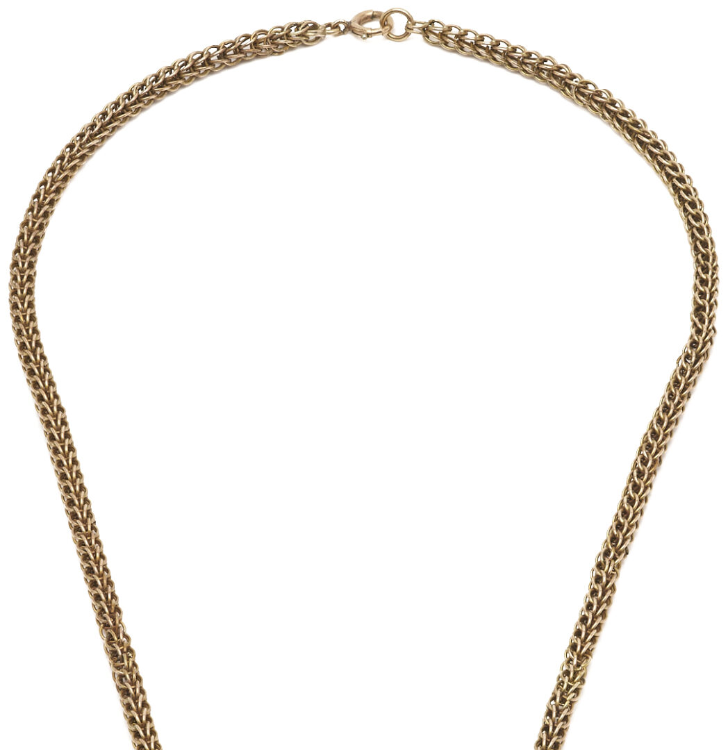 Lot 677: Antique 10K Gold Victorian Chain w/ Slide Necklace