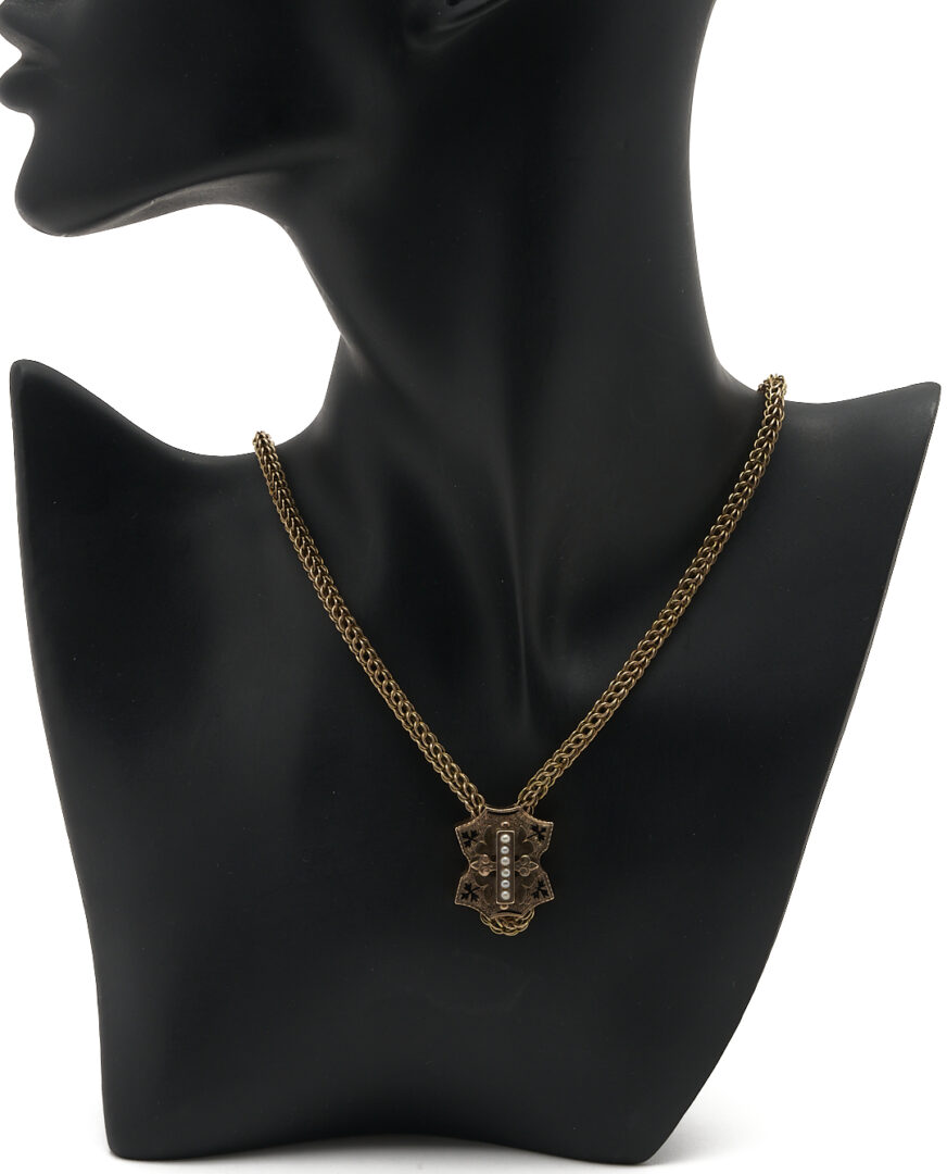 Lot 677: Antique 10K Gold Victorian Chain w/ Slide Necklace