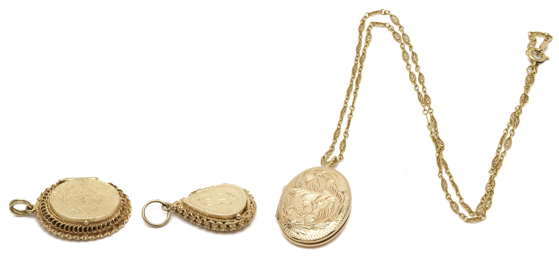 Lot 682: Three 14K Lockets, incl. 1 with 14K Chain