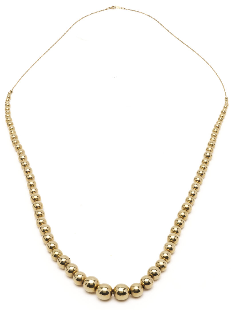 Lot 683: 14K Yellow Gold Graduated Bead Necklace