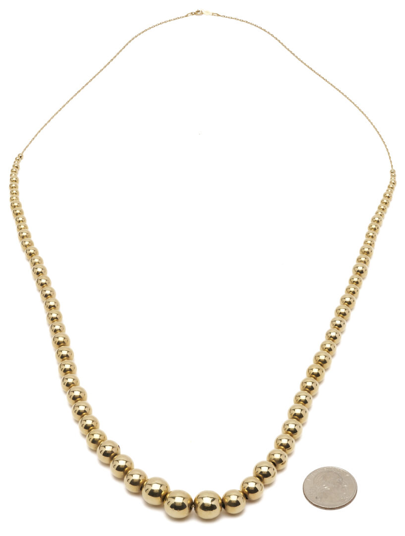 Lot 683: 14K Yellow Gold Graduated Bead Necklace