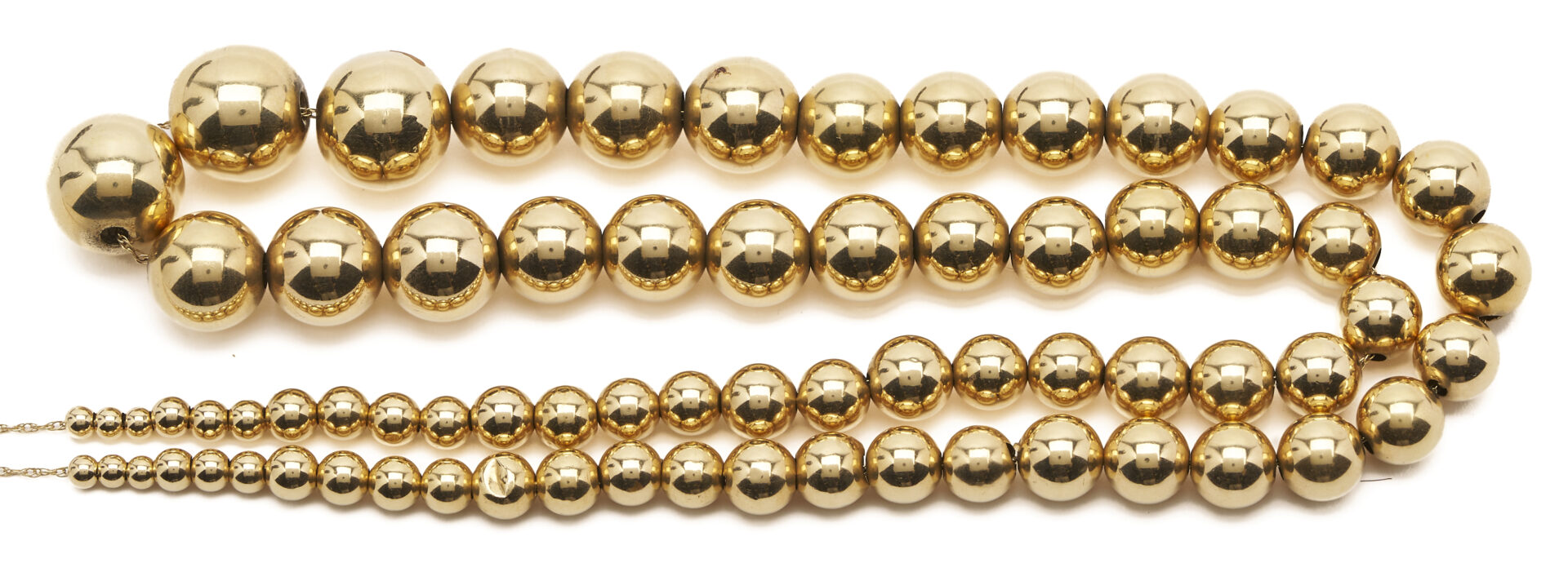 Lot 683: 14K Yellow Gold Graduated Bead Necklace