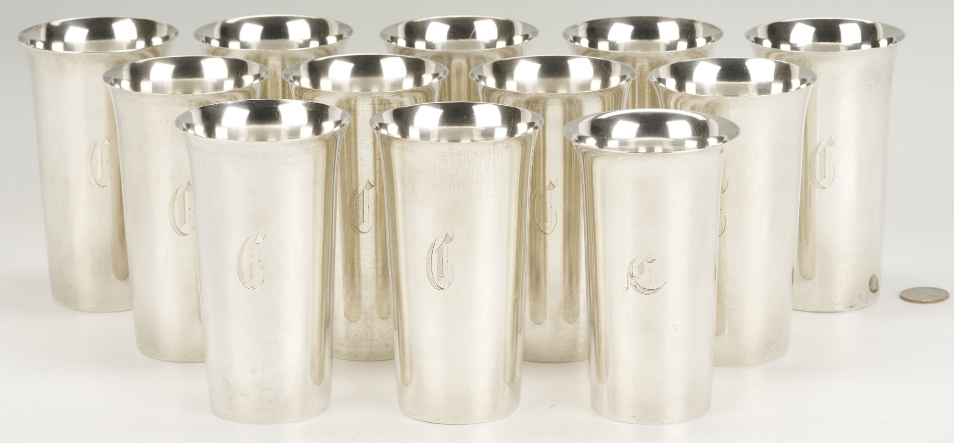 Lot 688: 12 Sterling Silver Highball Tumblers