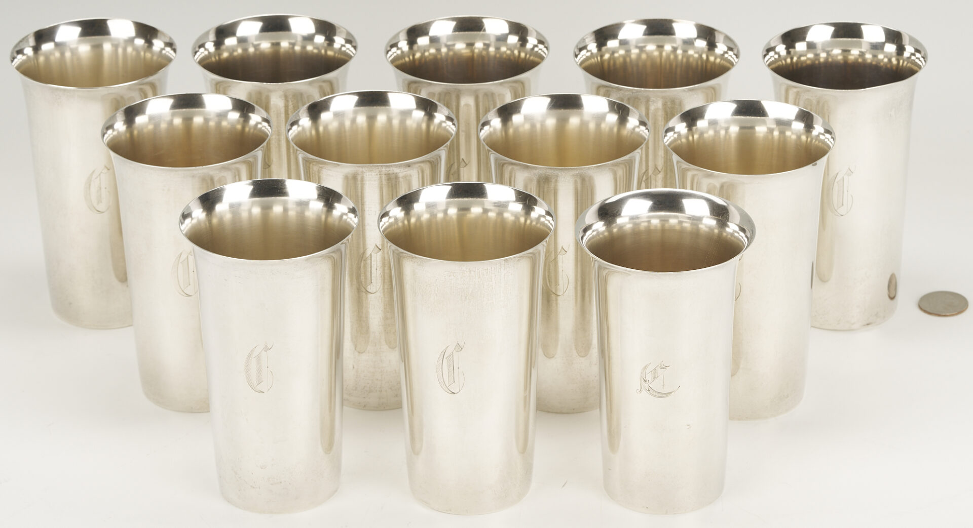 Lot 688: 12 Sterling Silver Highball Tumblers