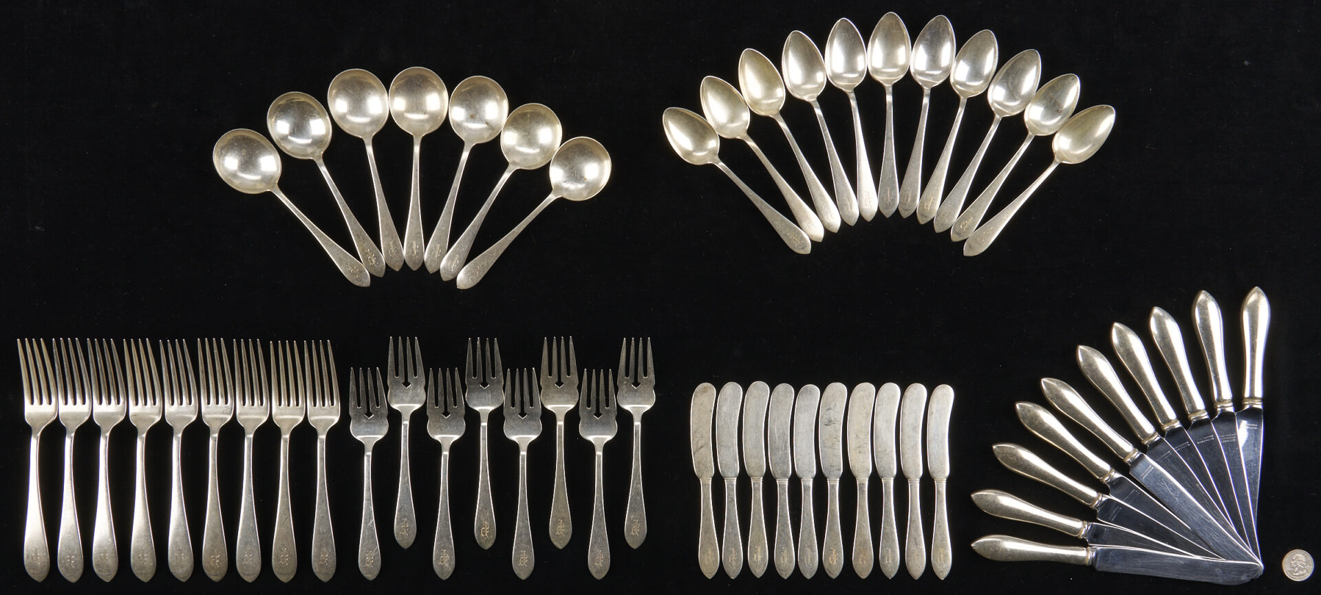 Lot 690: 55 Pcs. Dominick & Haff Sterling Flatware, 1776 Pattern