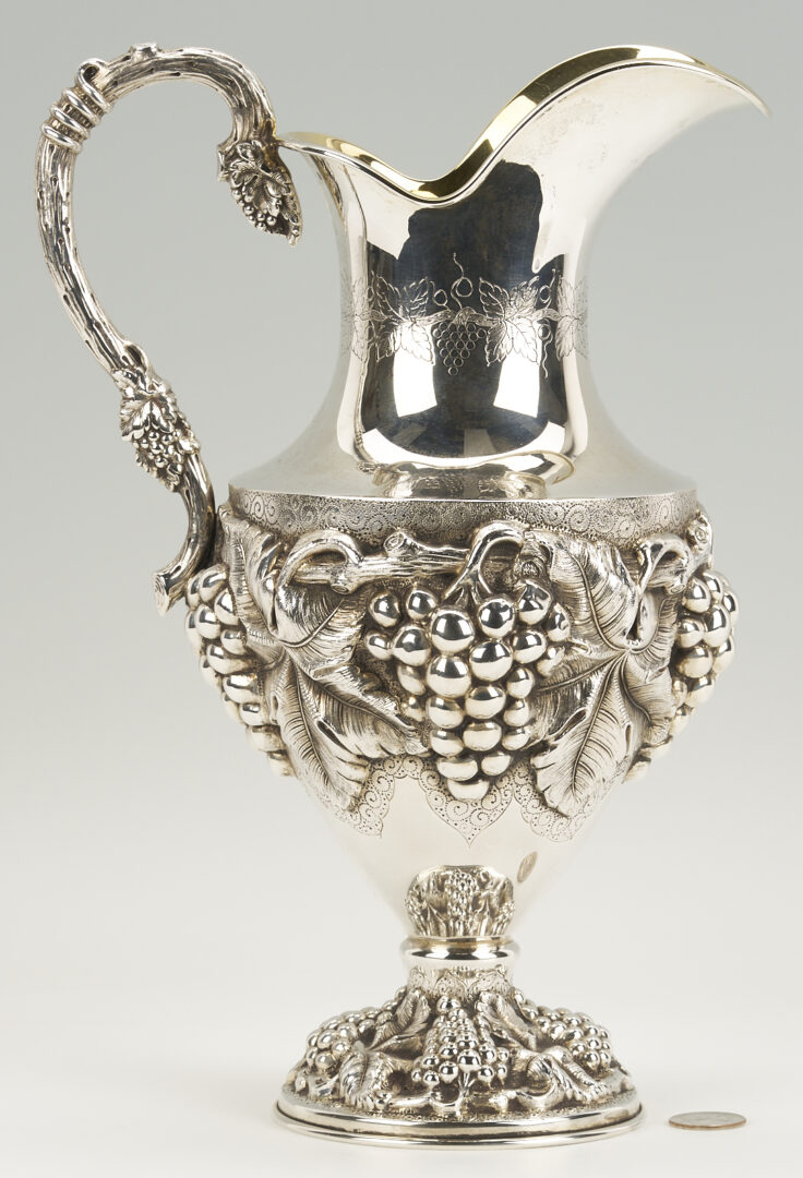 Lot 693: Ornate Sterling Silver Wine Ewer or Water Pitcher