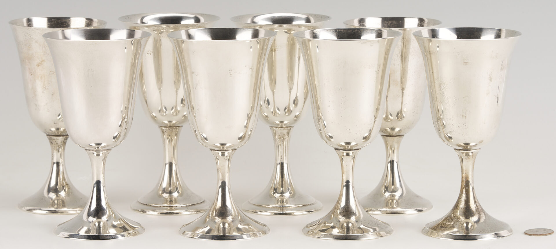 Lot 695: 8 Sterling Silver Goblets: Amston, Alvin, Steiff