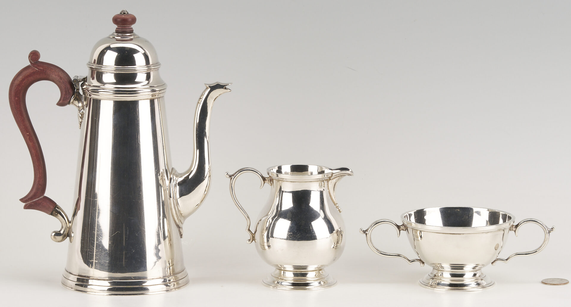 Lot 696: 3 Pc Garrard Sterling Silver Tea Set