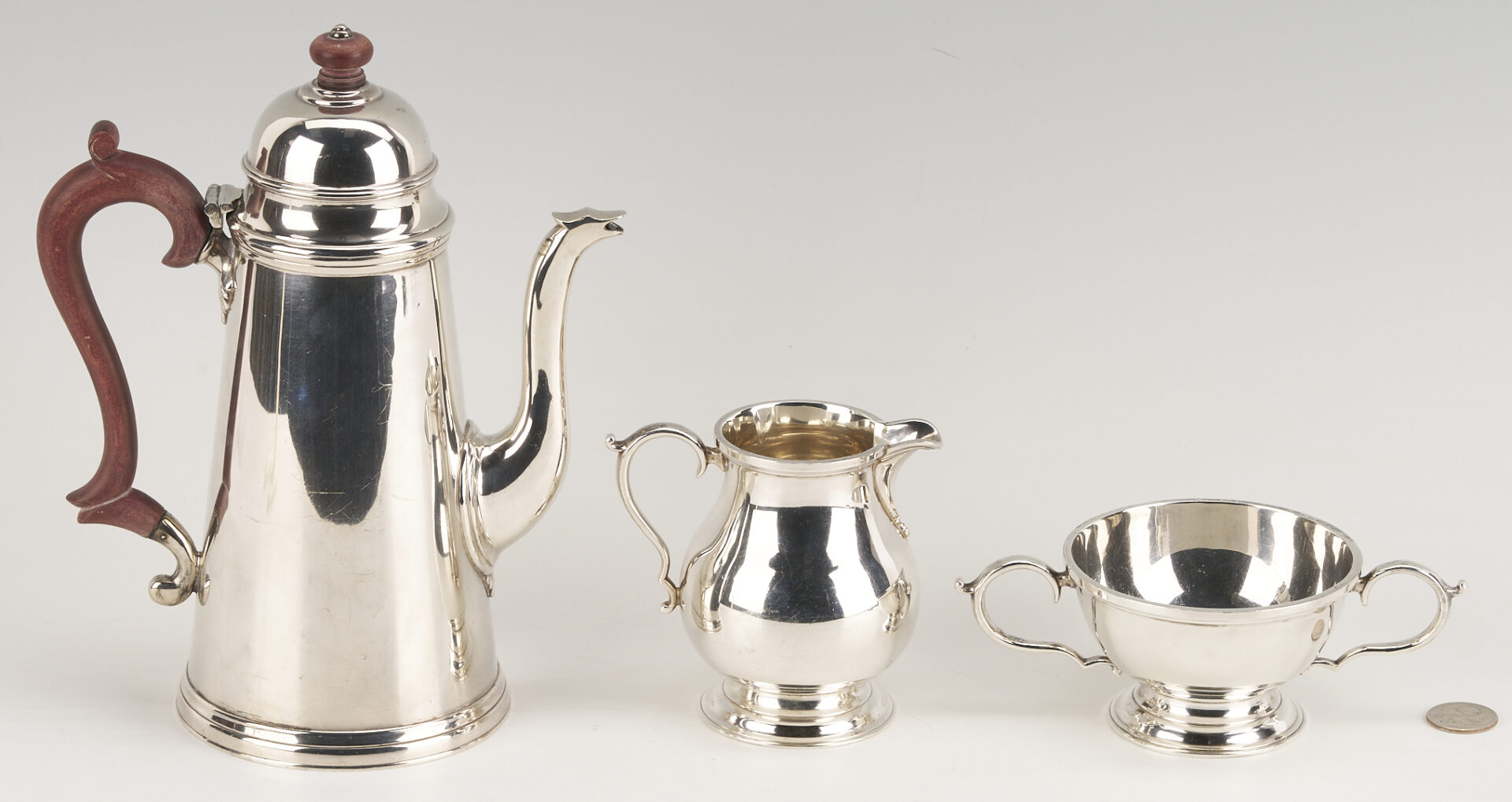 Lot 696: 3 Pc Garrard Sterling Silver Tea Set