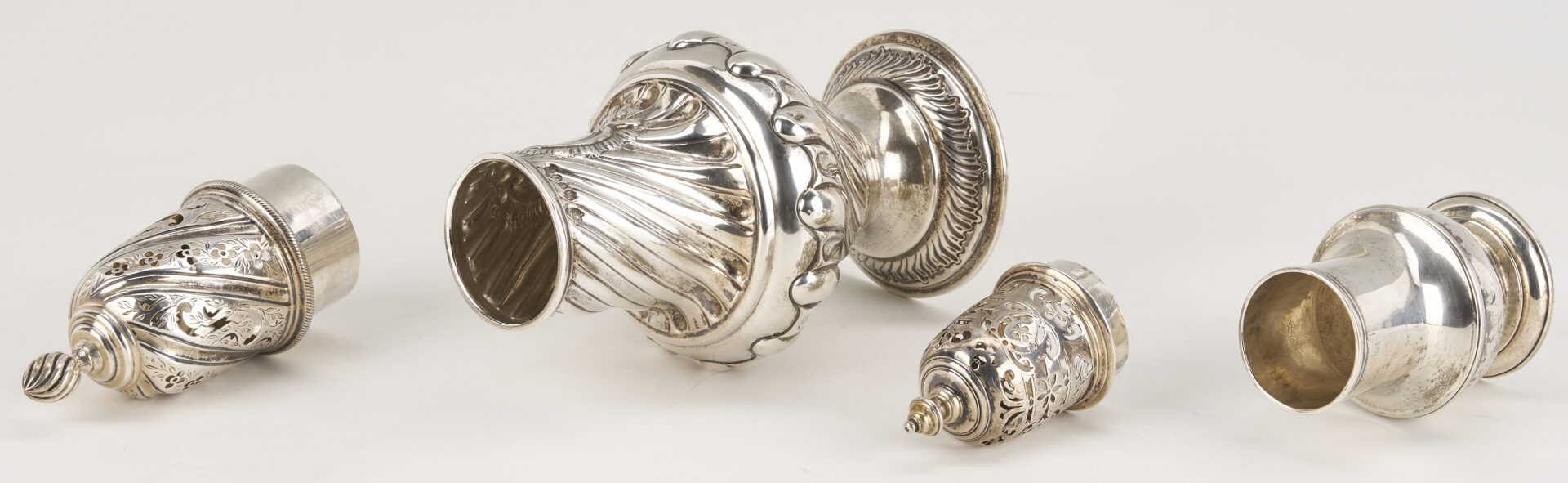 Lot 69: 2 English Sterling Silver Casters: Geo. II and Victorian