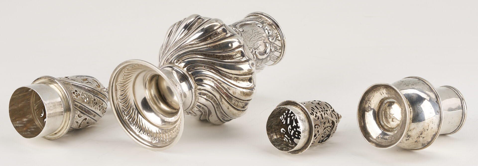 Lot 69: 2 English Sterling Silver Casters: Geo. II and Victorian