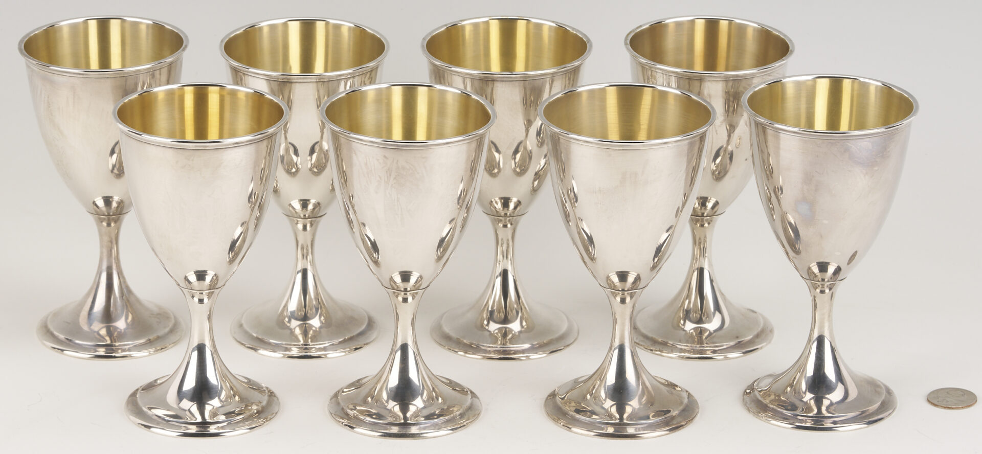 Lot 700: 8 Wallace Sterling Silver Goblets